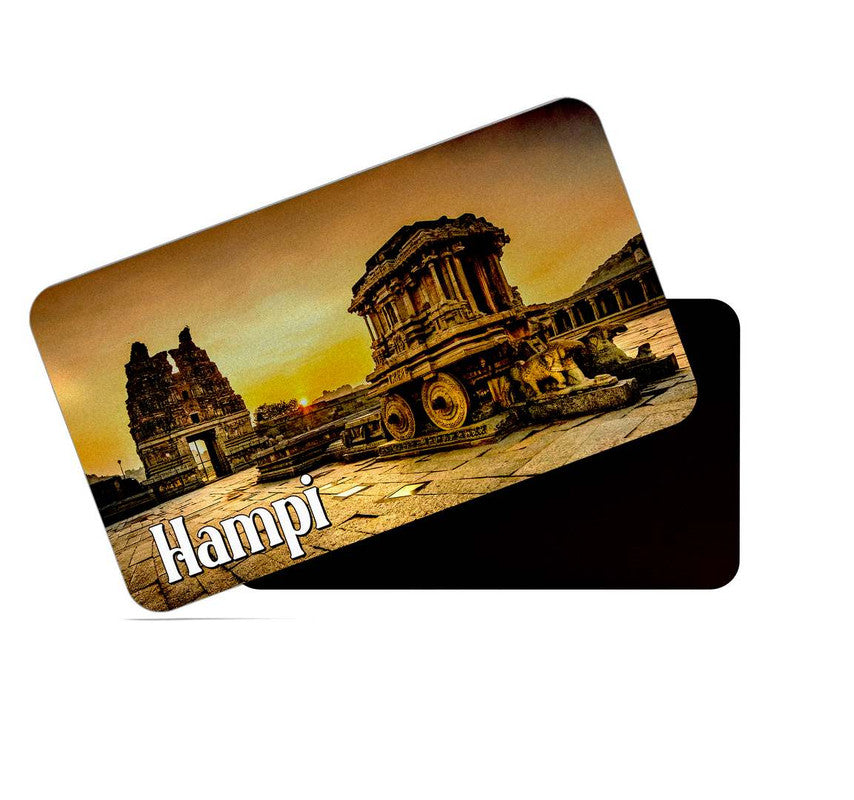 dhcrafts Rectangular Rubber Fridge Magnet / Magnetic Card Multicolor Karnataka Hampi Design Pack of 1 (8.6cm x 5.4cm)